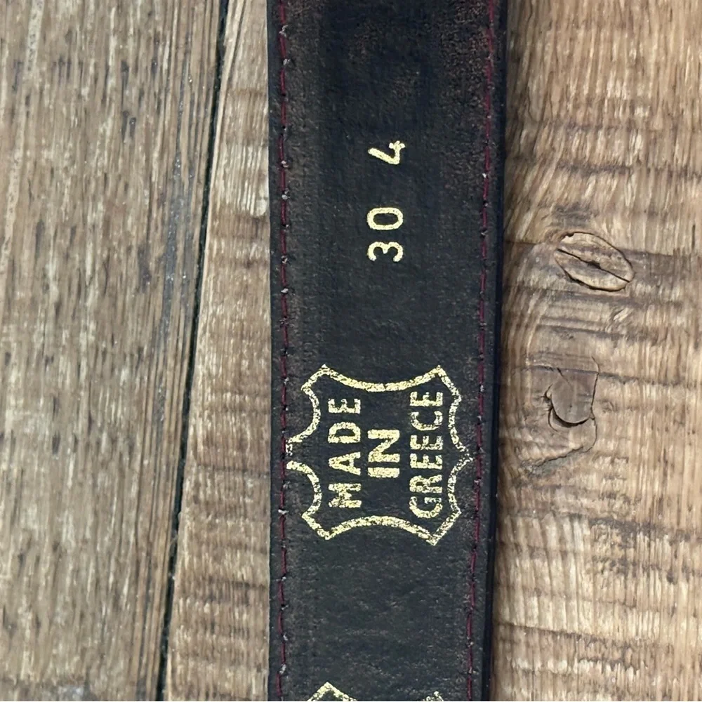 Meander Leather Embossed Belt. Textured Pattern | Medium Brown | Men’s 45.5”L